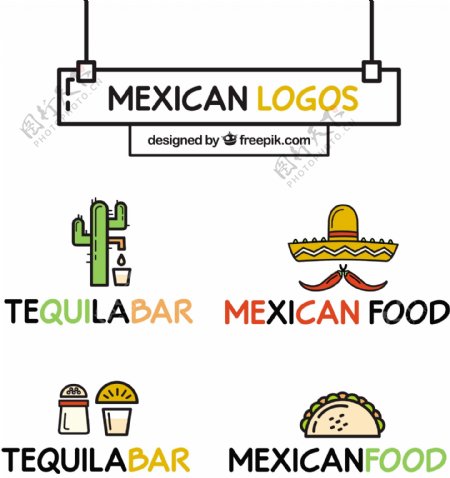 快乐的墨西哥食品餐厅标识
