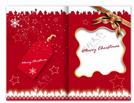 红色圣诞贺卡模板矢量素材