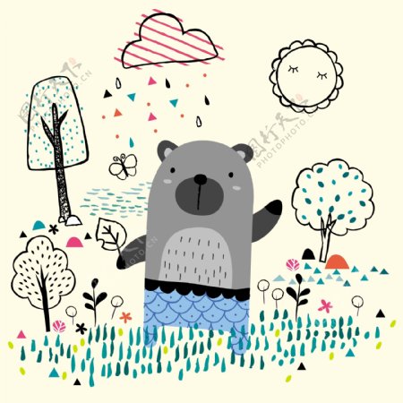 熊在花园里的插图