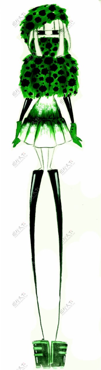 绿色螵虫连衣裙设计图