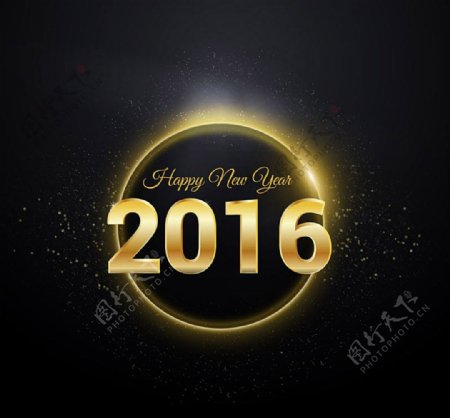2016年金色圆环贺卡
