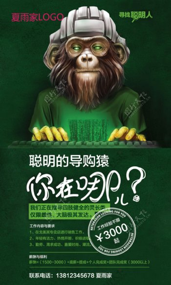 程序猿绿色风格海报设计