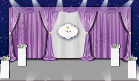 紫色婚礼舞台布置灯光效果图