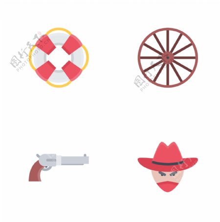 枪海盗方向可爱手绘icon图标素材