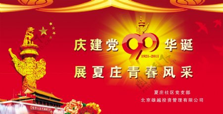 庆建党90周年舞台背景模板