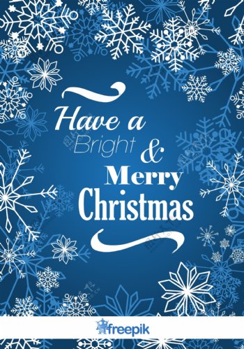圣诞快乐的雪花蓝色的明信片