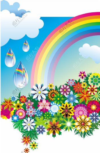 花朵和彩虹图片