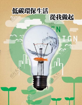 灯泡环保宣传海报节能减排低碳生活