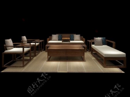 新中式沙发3D模型