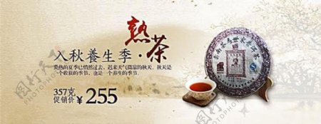 淘宝中国风普洱养生茶促销海报