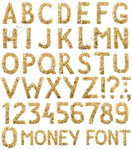 硬币字母数字字体