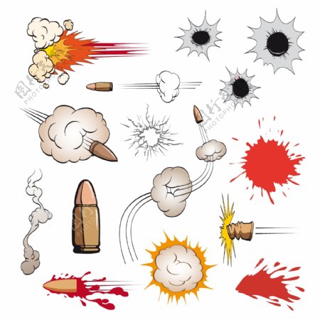 卡通漫画爆炸子弹矢量素材