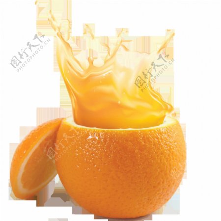 打开的橙子果汁飞溅