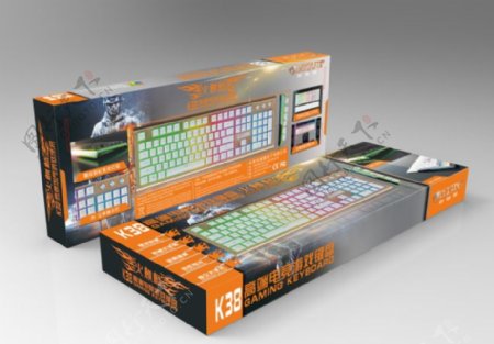 键盘彩盒包装盒游戏键盘发光键盘