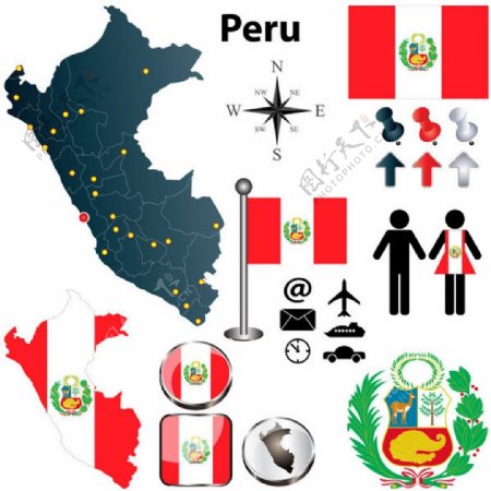 南美秘鲁共和国地图