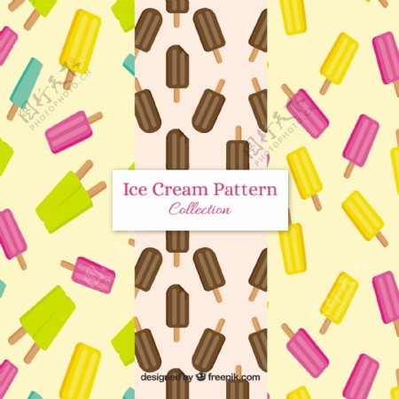 彩色冰淇淋雪糕冰棒装饰图案背景