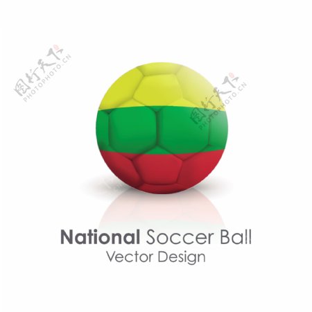 立陶宛国旗足球贴图矢量素材