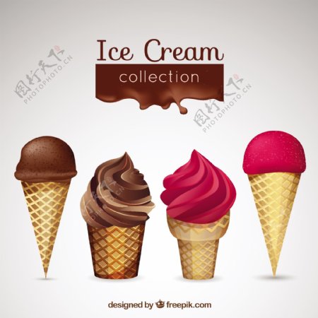 巧克力草莓冰淇淋插图背景