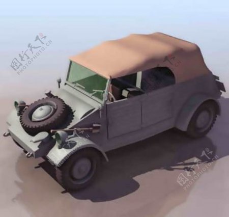 军用吉普车卡车3D兵器模型带材质免费下载4