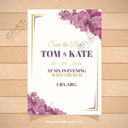 紫花婚礼装饰卡片