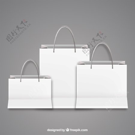 3个白色购物袋矢量素材