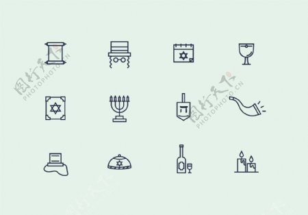 犹太教线性图标