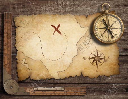海图指南针和水平尺图片