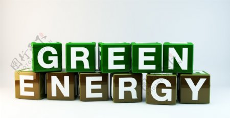 绿色能源立体方块图片
