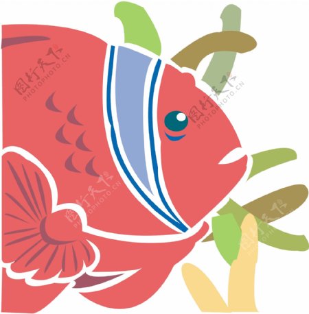 五彩小鱼水生动物矢量素材EPS格式0627