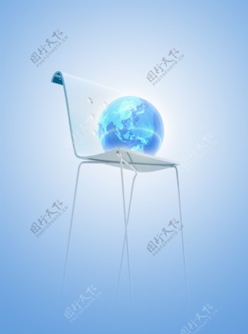 椅子上的梦幻立体地球图片