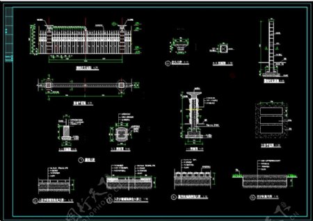 园林式围墙设计cad详细施工图