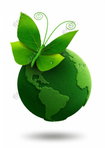 绿色地球蝴蝶叶子图片