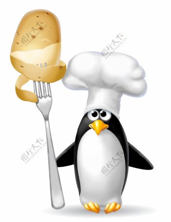 卡通企鹅厨师图片