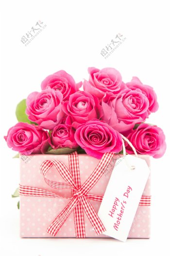 母亲节玫瑰花和礼物图片