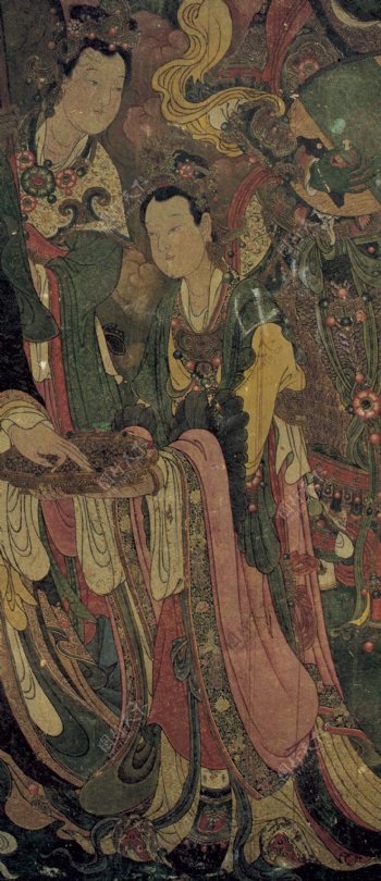 法海寺壁画34大梵天侍女之一托宝盘的天女