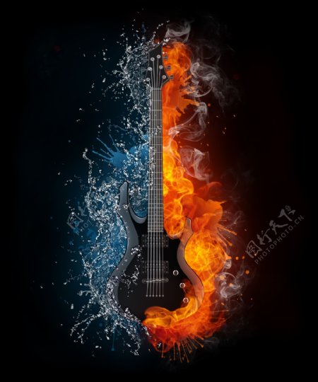 燃烧的吉它图片