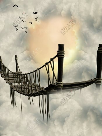 梦幻木板桥风景