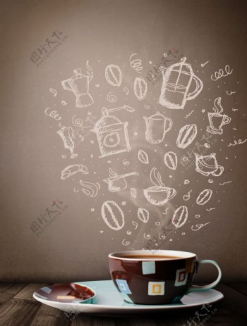 咖啡杯和各种图形图片