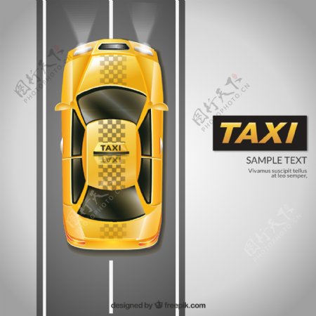 黄色出租车俯视图矢量素材