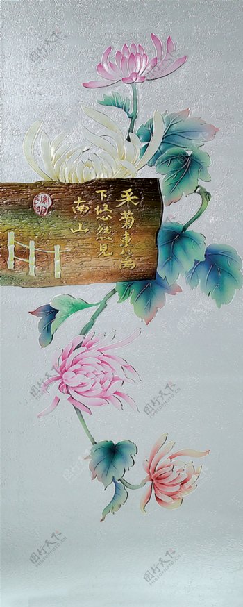 高清菊花浮雕背景图片