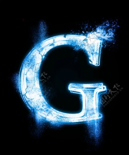 蓝色雪花字母G图片