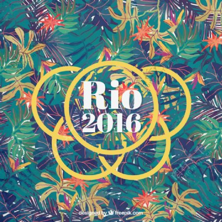 里约2016奥运会大背景与树叶背景素材