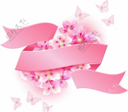 手绘粉色蝴蝶元素