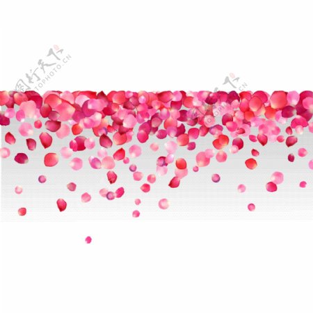 粉色玫瑰花瓣组合边框矢量海报设计素材