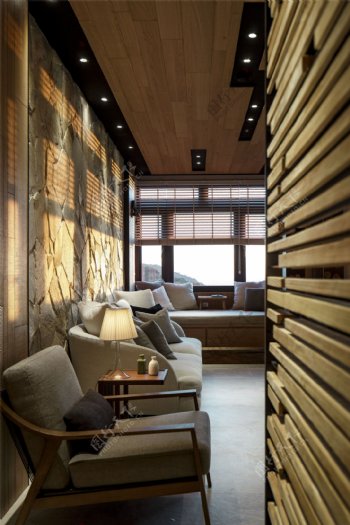 现代简约客厅沙发吊顶窗户设计图