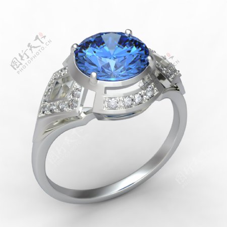 华丽蓝宝石戒指图片