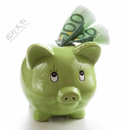 绿色小猪储钱罐图片