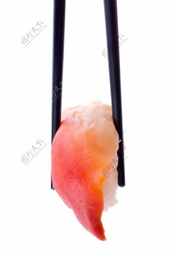 筷子夹寿司图片