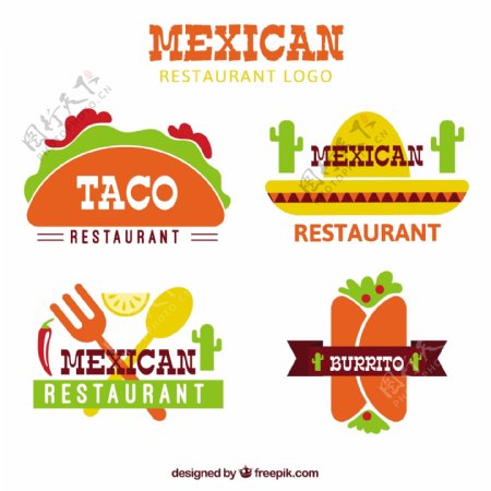 平坦的墨西哥食品标志