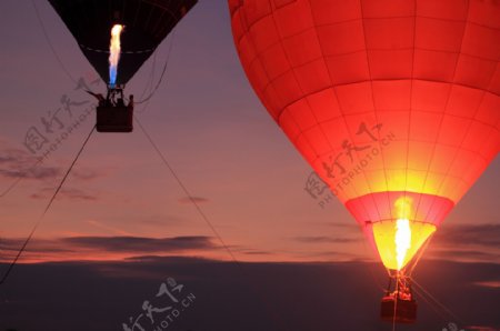 黄昏热气球风景摄影